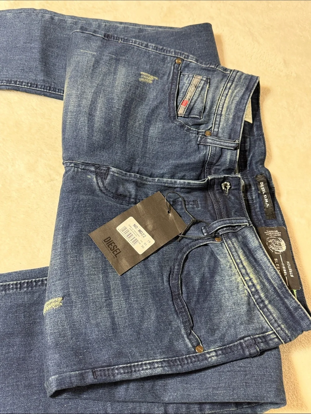 Diesel Sleenker Skinny Jeans Dark Blue 30x31 NWTS